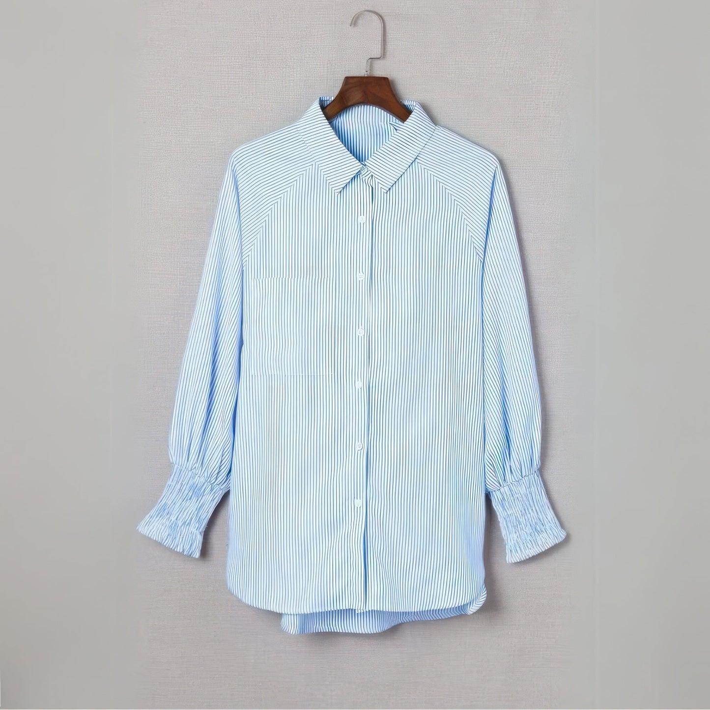 Mid-Length Shirt With Striped Lapel And Oversized Drawdown Sleeves (BUY 2 GET 1 FREE)